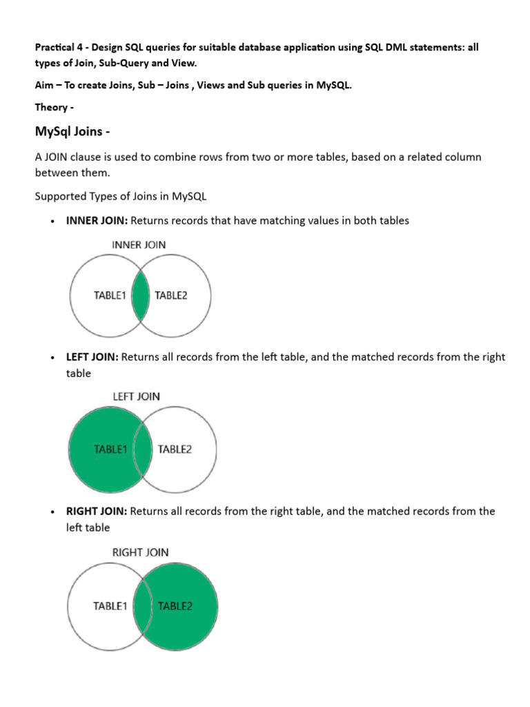 MySQL Joins and Subqueries Explained | PDF | Sql | Data