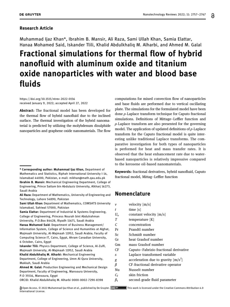 Hybrid Nanofluid Thermal Flow Simulations | PDF | Nanoparticle | Fluid ...