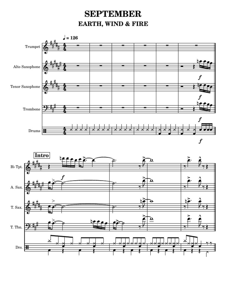 September Saxophone Transcriptions | PDF | Woodwind Instruments ...