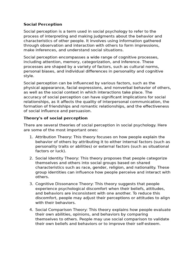 Understanding Social Perception | PDF | Attitude (Psychology) | Social ...