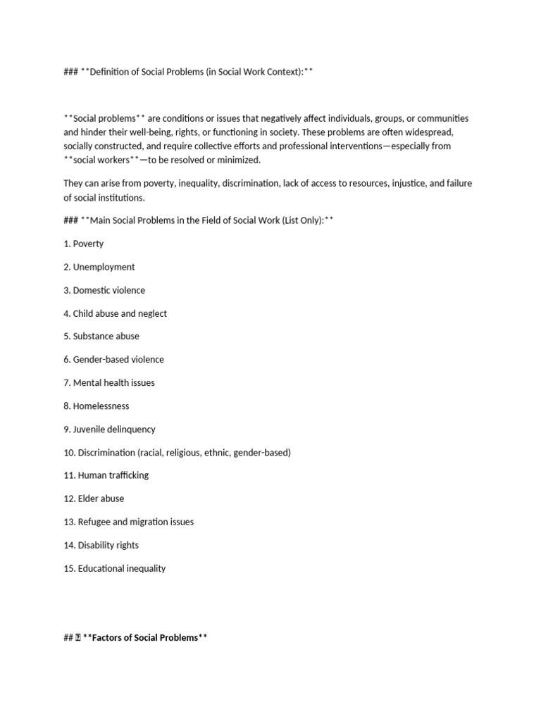 Social Probleme Intro. Defining Factors of Social Problems | PDF ...