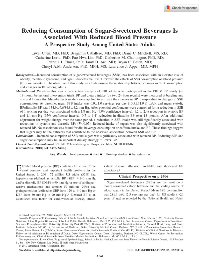 Chen Et Al Reducing Consumption of Sugar Sweetened Beverages Is ...