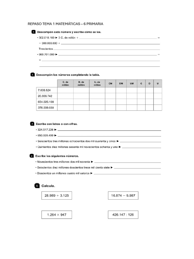 Repaso Tema 1 Matemáticas | PDF