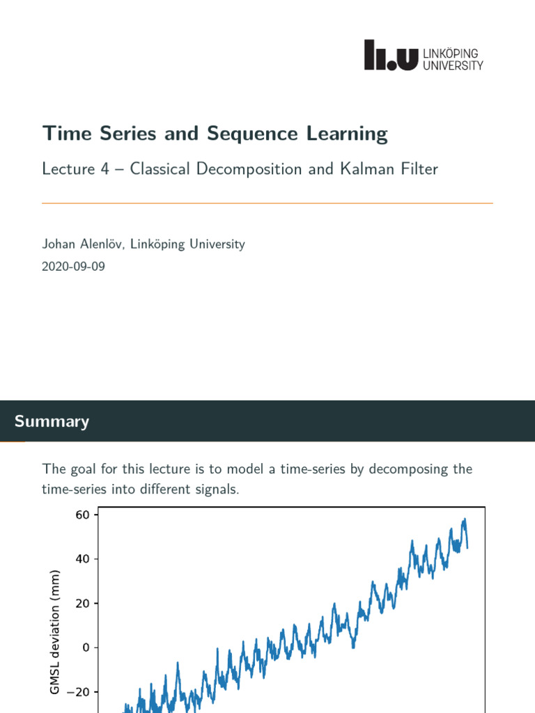 Time Series Decomposition & Kalman Filter | PDF | Time Series | Kalman ...