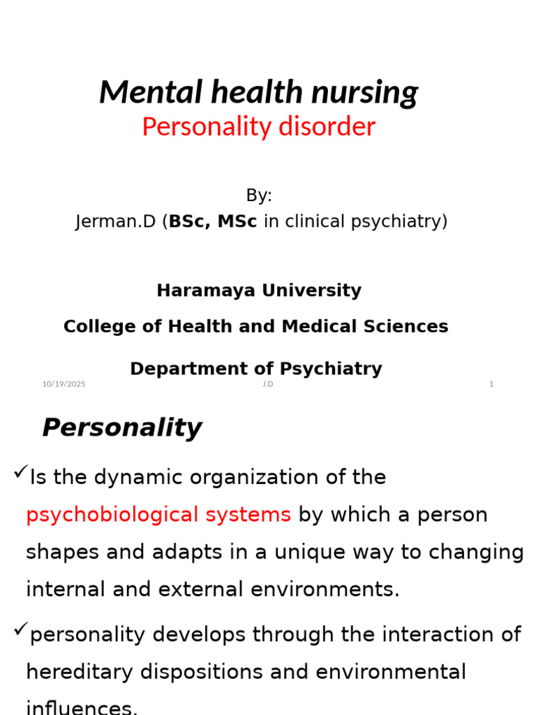 Understanding Personality Disorders in Nursing | PDF | Personality ...