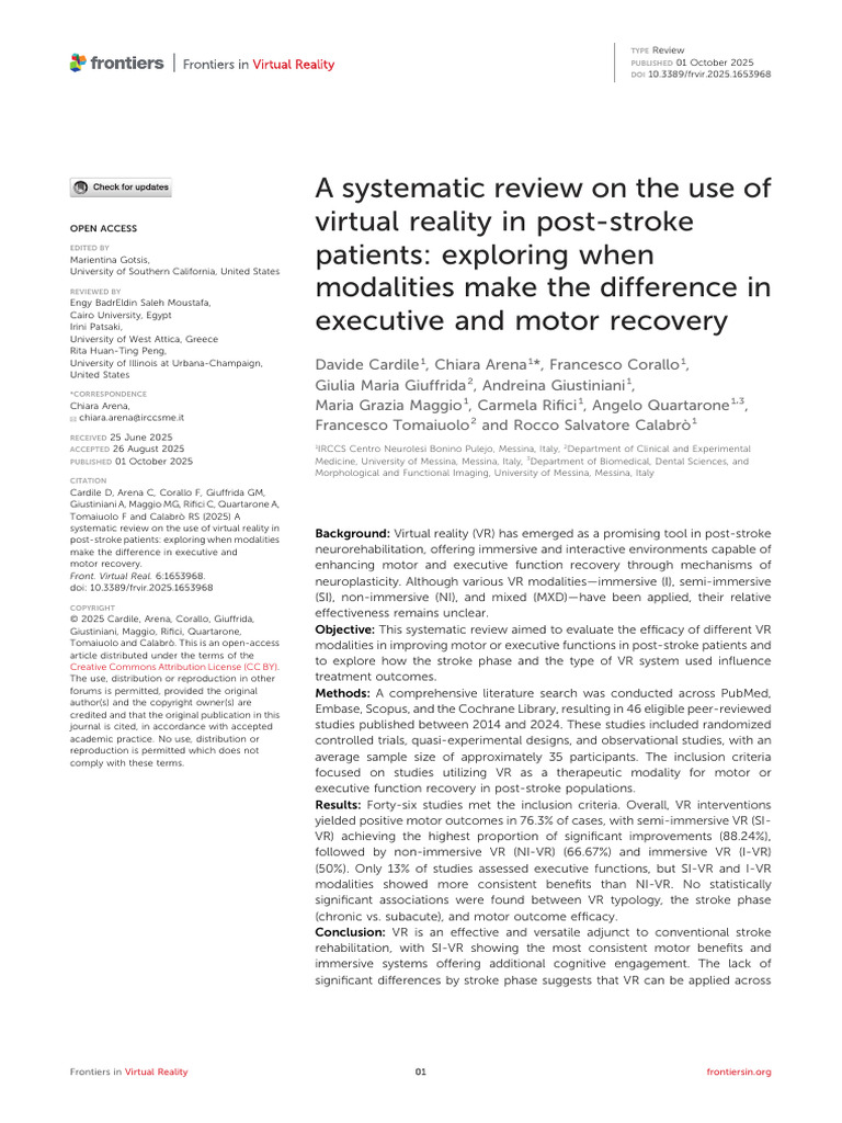 A Systematic Review On The Use of | PDF | Virtual Reality | Physical ...