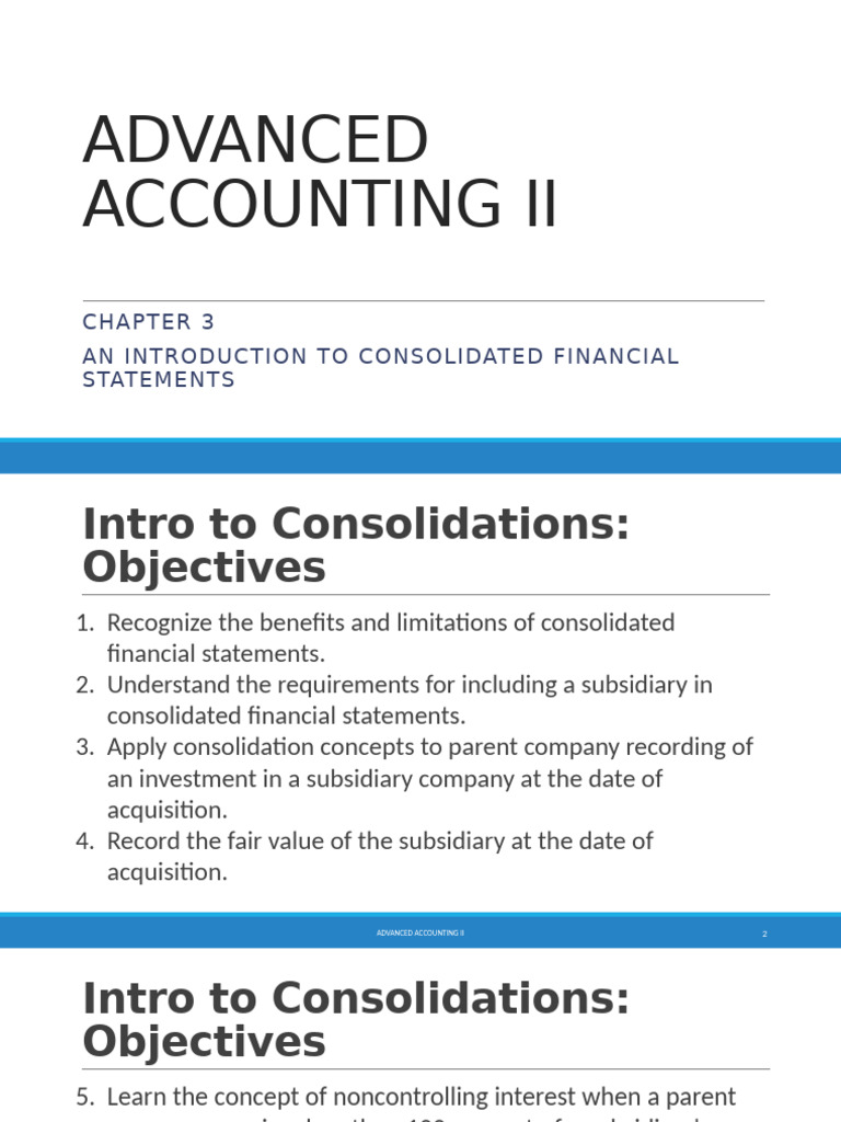 Chapter 3 An Introduction of Consolidated Financial Statements | PDF ...