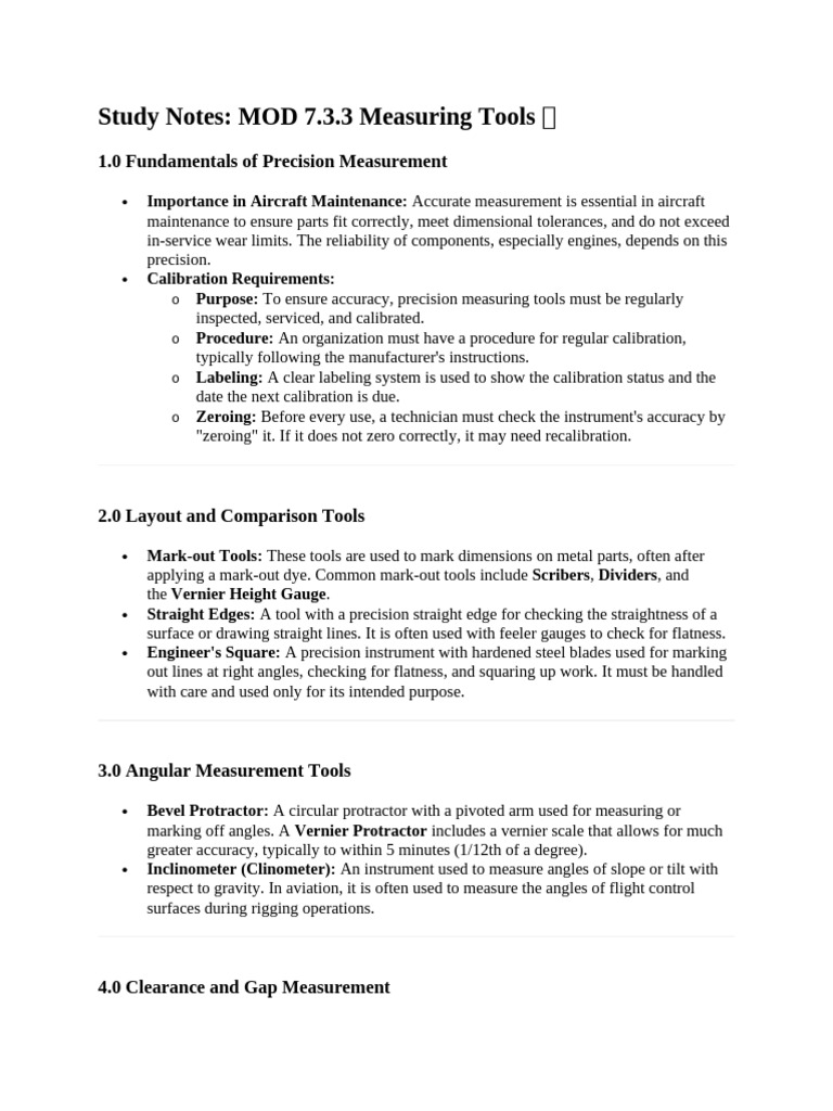 Precision Measurement Tools for Aviation | PDF | Tools