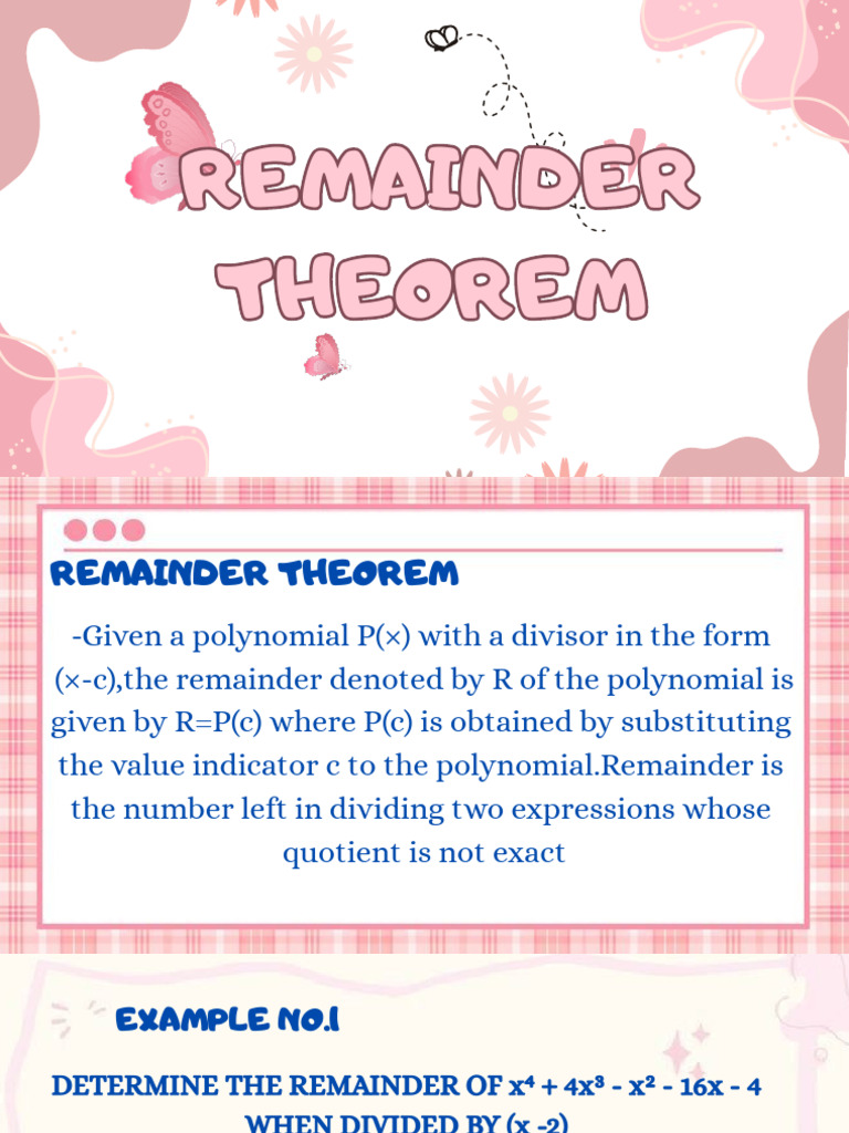 Remainder Theorem Explained with Examples | PDF