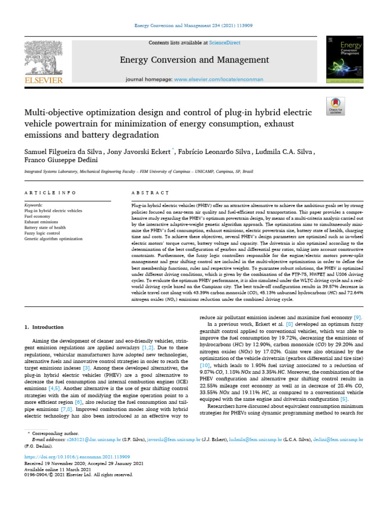 Energy Conversion and Management | PDF | Plug In Hybrid | Hybrid Vehicle