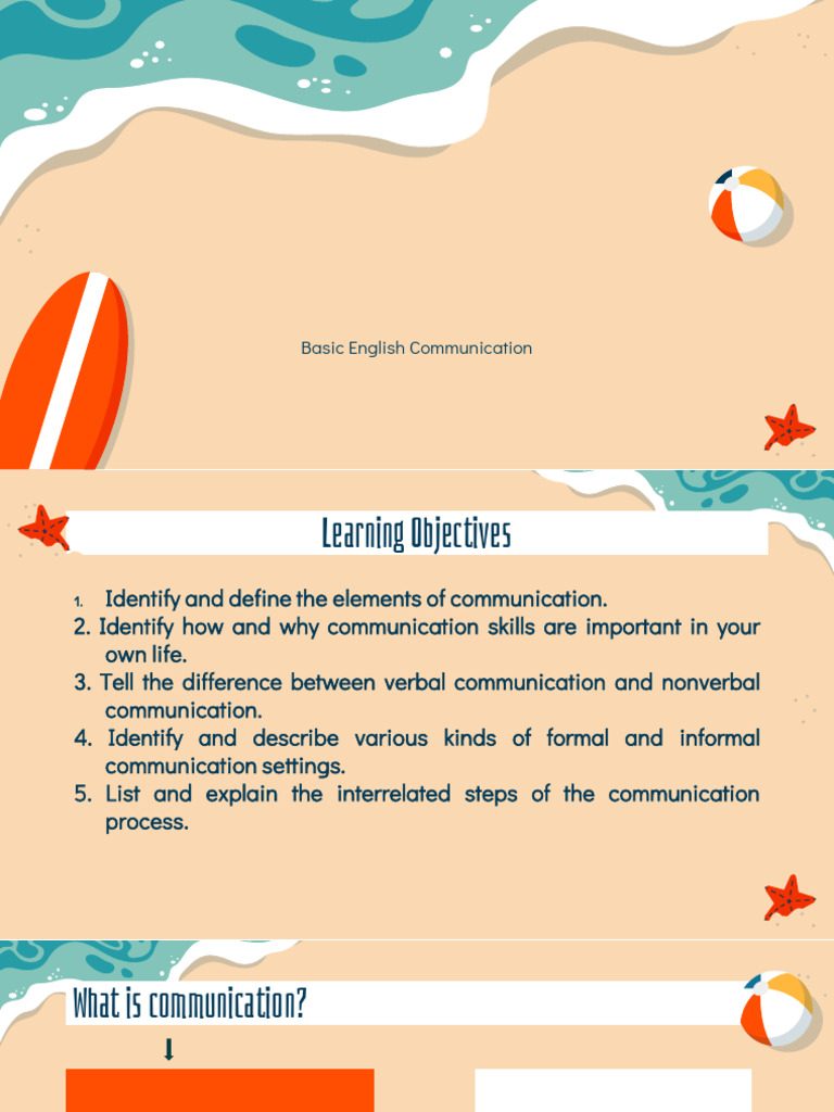 Basic English Communication Skills Guide | PDF | Communication ...