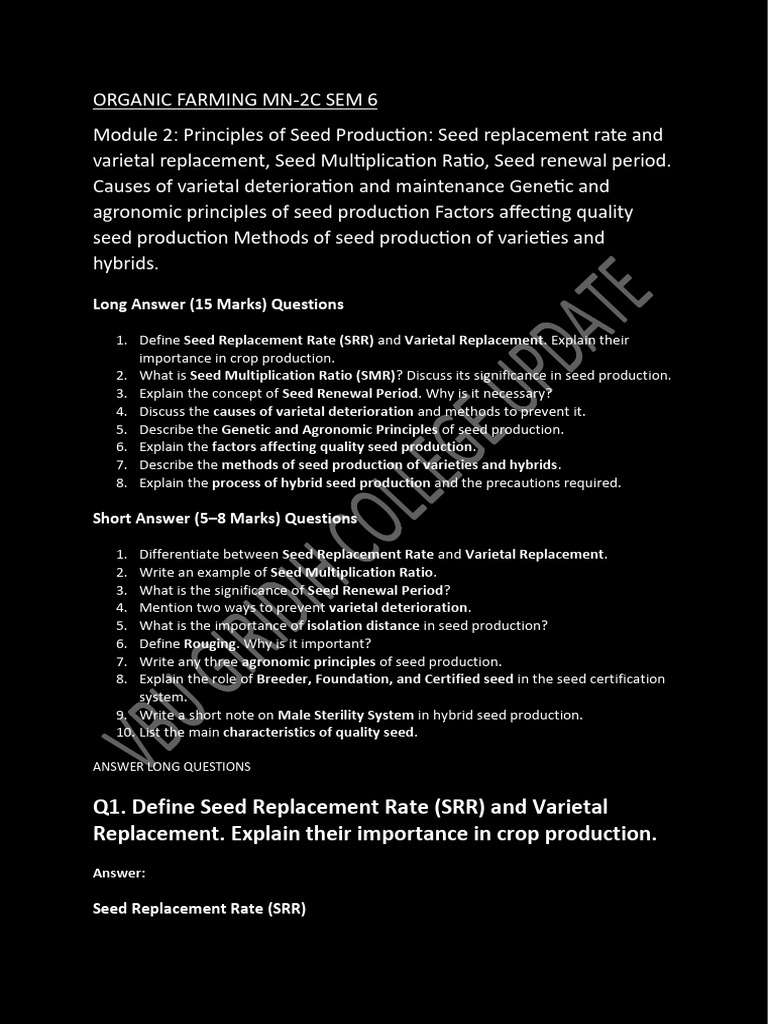 Module 2 Organic Farming MN 2c Hindi+English | PDF | Seed | Plant Breeding