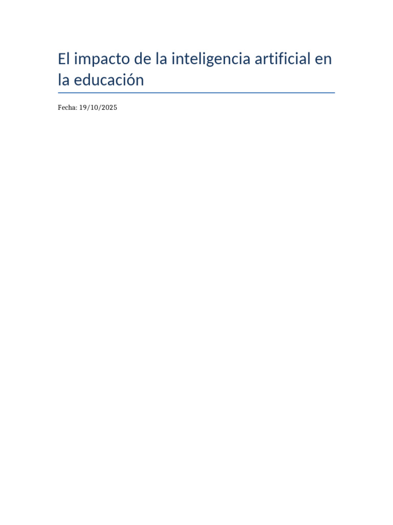 El Impacto de La Inteligencia Artificial en La Educacion | PDF