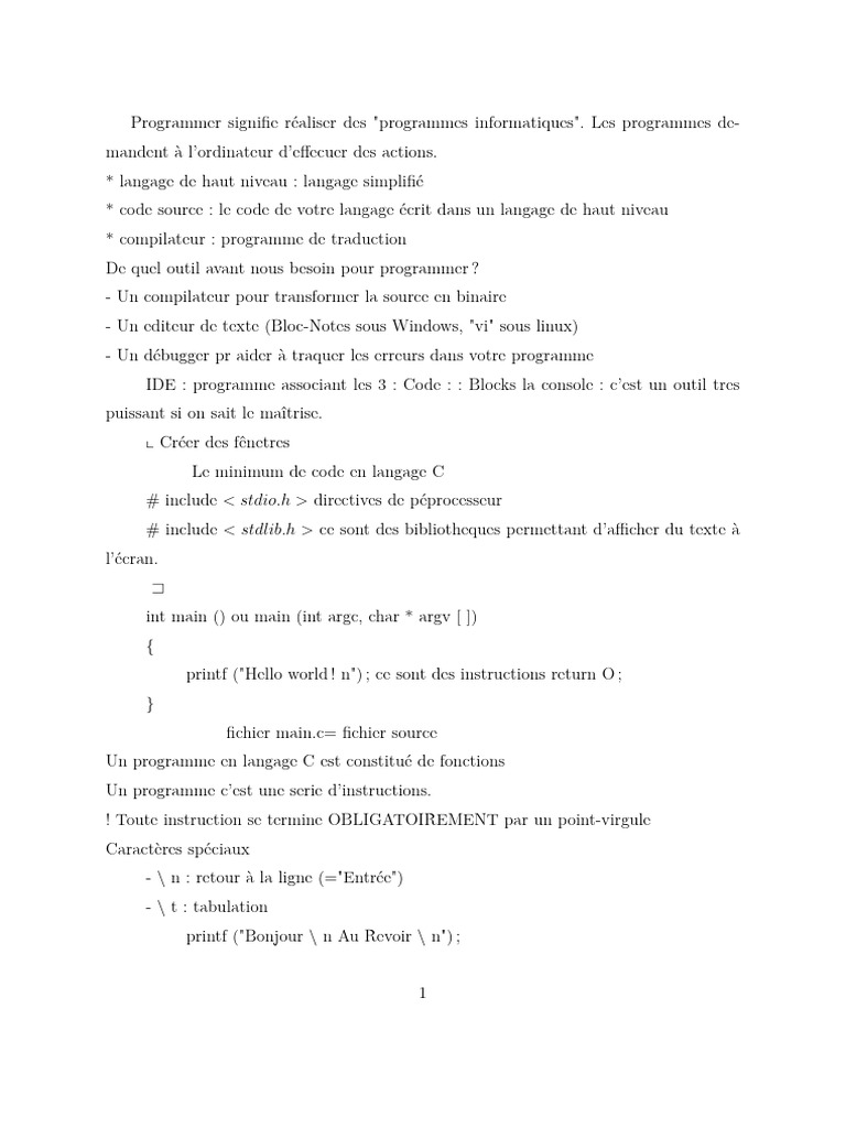 Introduction à la programmation en C | PDF | Code source | Programmation