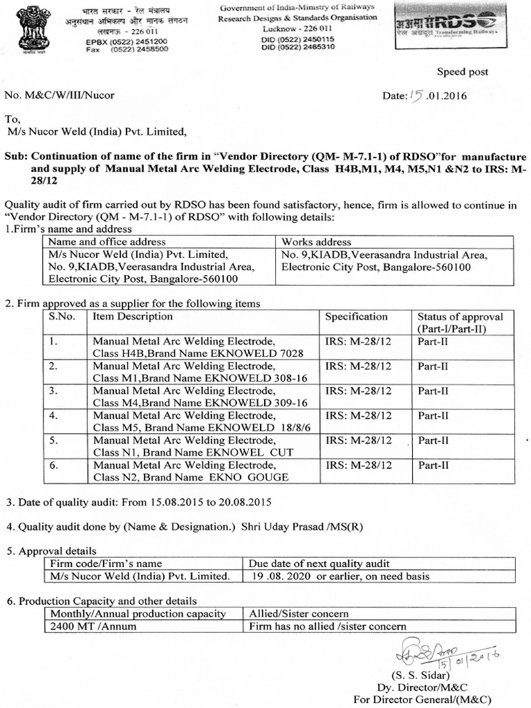 Rdso Approval | PDF