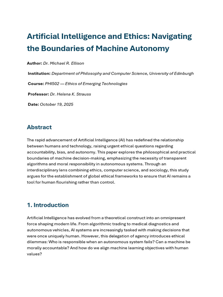 AI Ethics: Accountability and Autonomy | PDF | Artificial Intelligence ...
