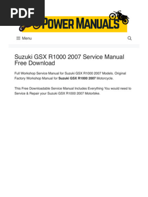 Suzuki GSX R1000 2007 Service Manual | PDF