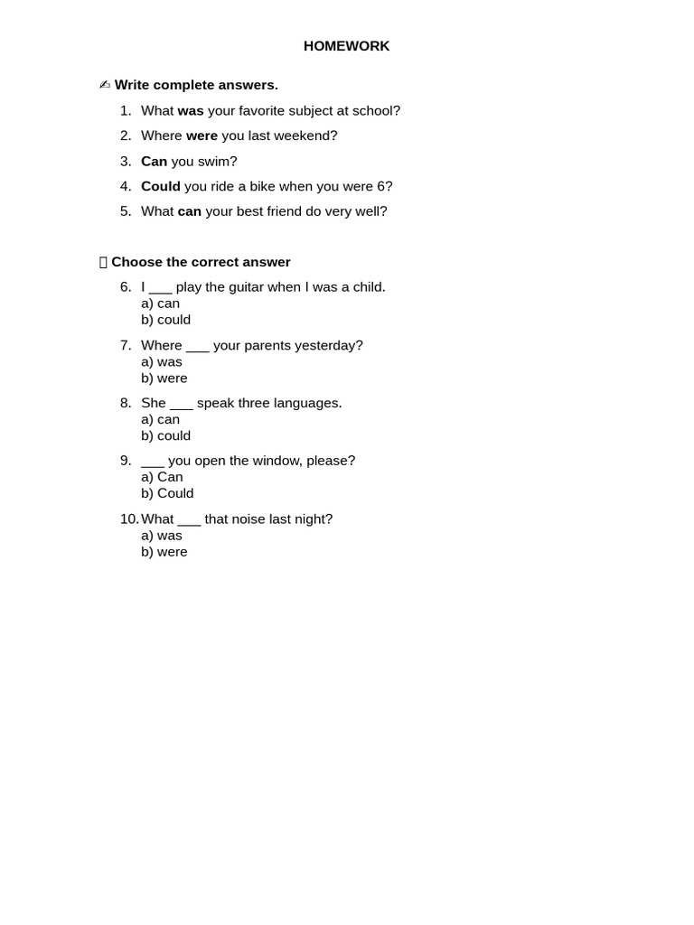 English Homework: Questions & Answers | PDF