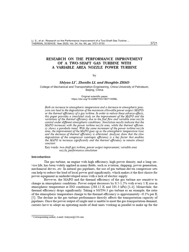 Research On The Performance Improvement of A Two-Shaft Gas Turbine With ...