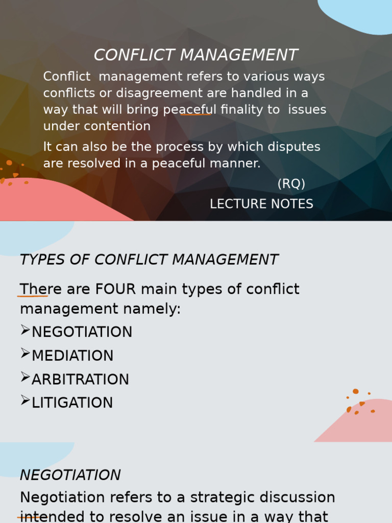 Conflict Management | PDF | Mediation | Negotiation