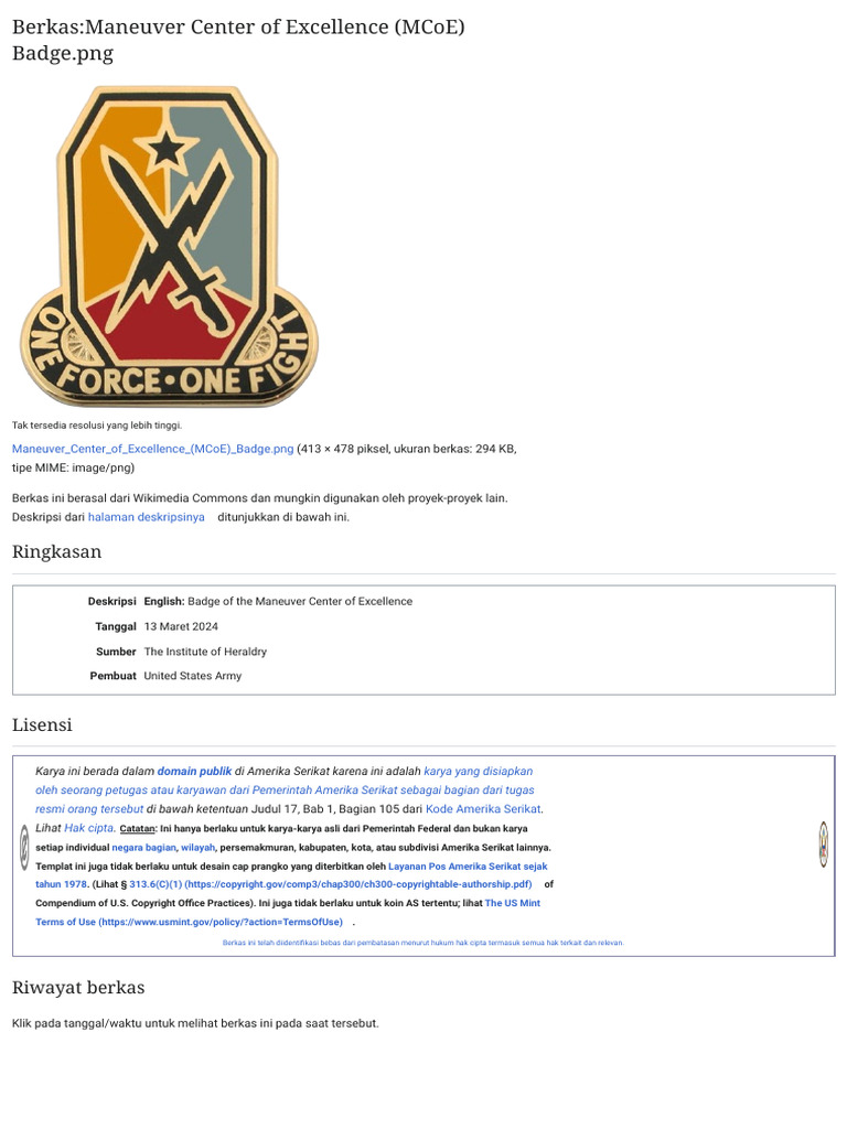 Maneuver Center of Excellence (MCoE) Badge US Army | PDF