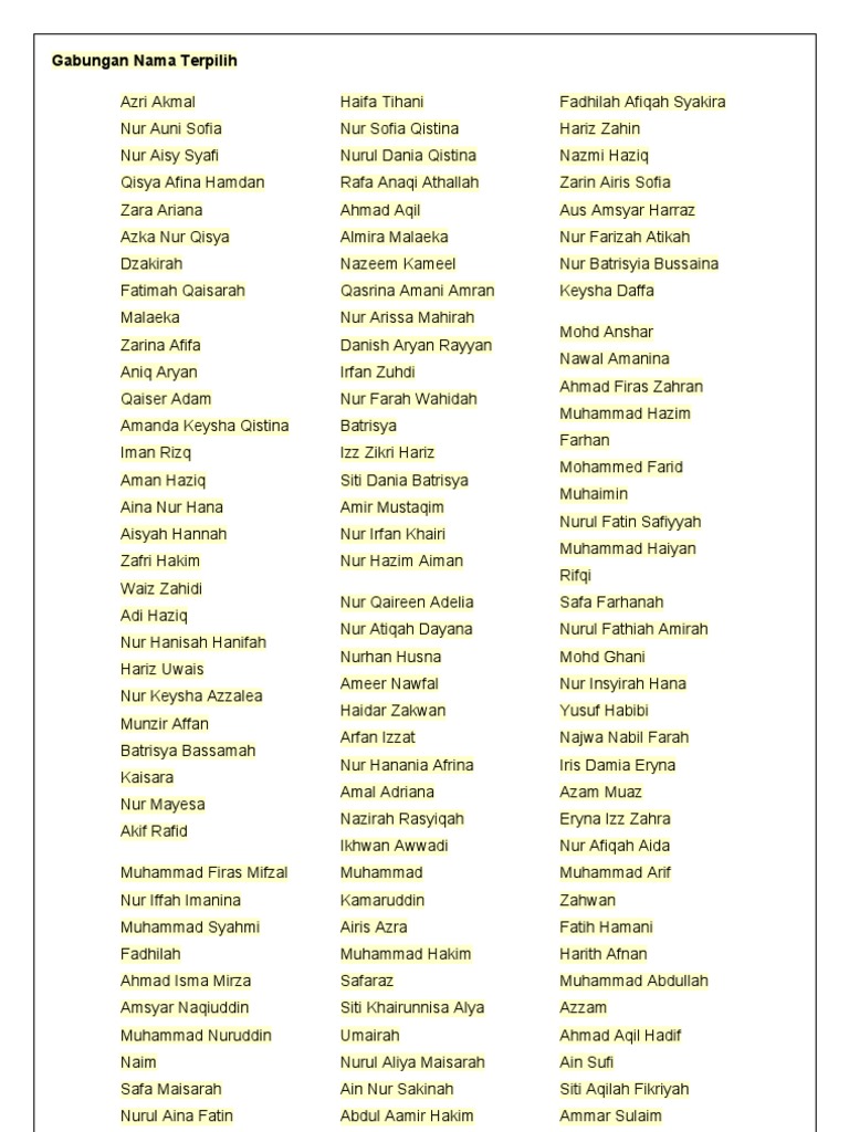 Gabungan Nama Terpilih Pdf