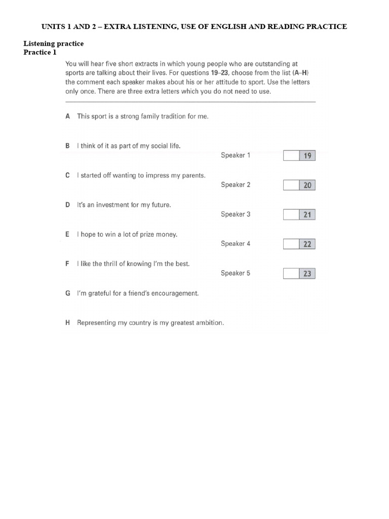 Units 1 and 2 - Extra L, UoE, R - 2025 | PDF