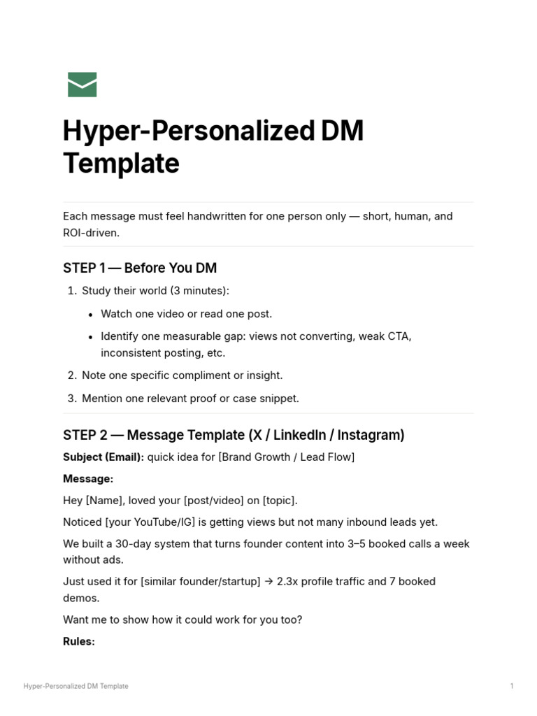 Hyper-Personalized DM Template | PDF | Human Communication