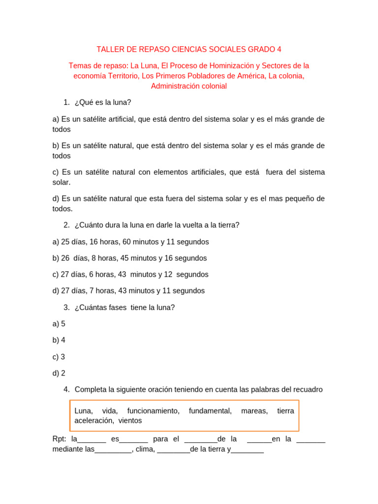 Repaso de Ciencias Sociales 4to Grado | PDF | Homo | Evolución humana