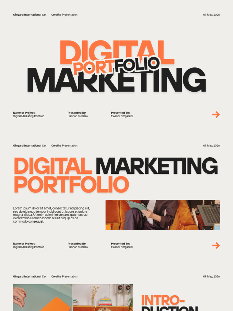 Black and Orange Modern Digital Marketing Portofolio Presentation | PDF
