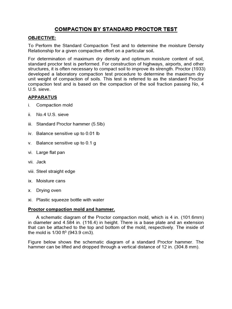 Standard Proctor Compaction Test Guide | PDF | Soil | Natural Materials