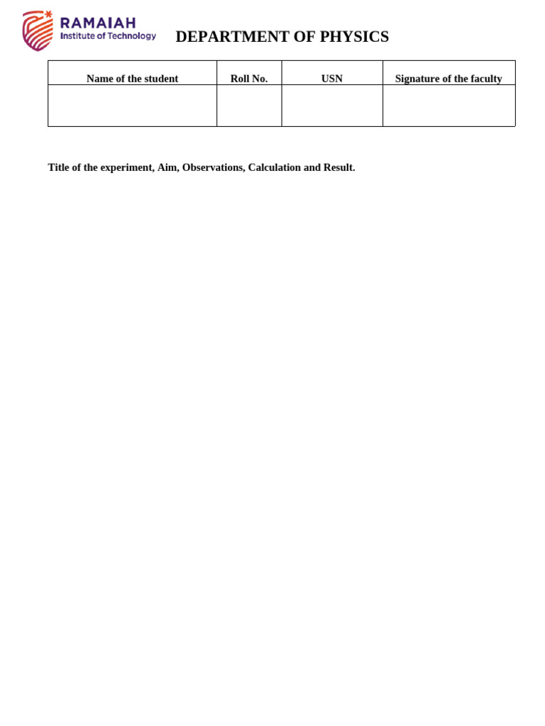 Data Sheet Format for Experiments | PDF
