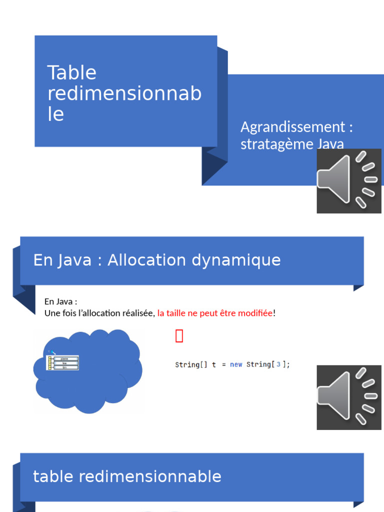 Tableaux redimensionnables en Java | PDF