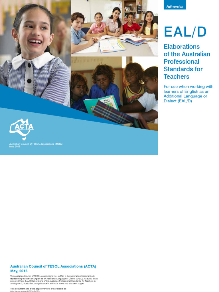 EAL/D Standards for Teachers Guide | PDF | English As A Second Or ...
