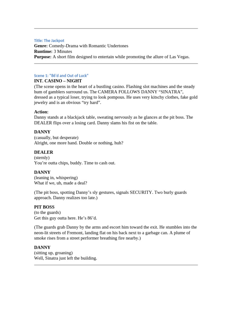 English Class Short Movie Script | PDF | Gambling
