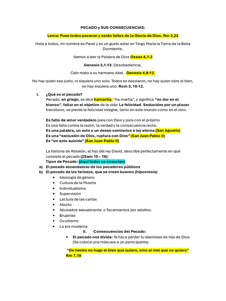 Pecado y Sus Consecuencias - Mejorado | PDF | Pecado | Creencia ...
