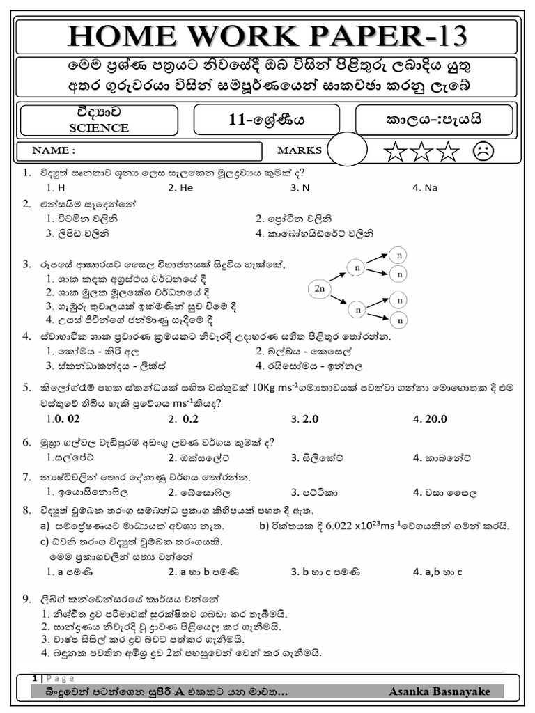 Home Work Paper Template 13 | PDF