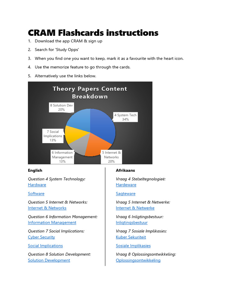 CRAM Flashcards Instructions | PDF