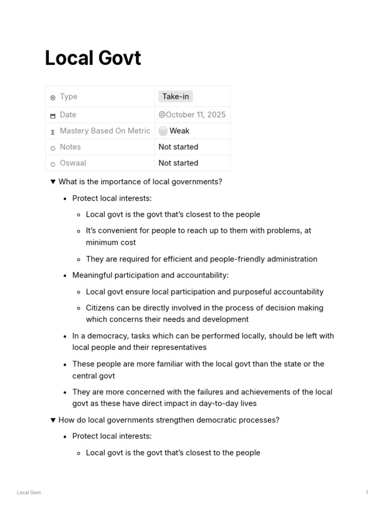 Importance and History of Local Governments | PDF | Government | Governance