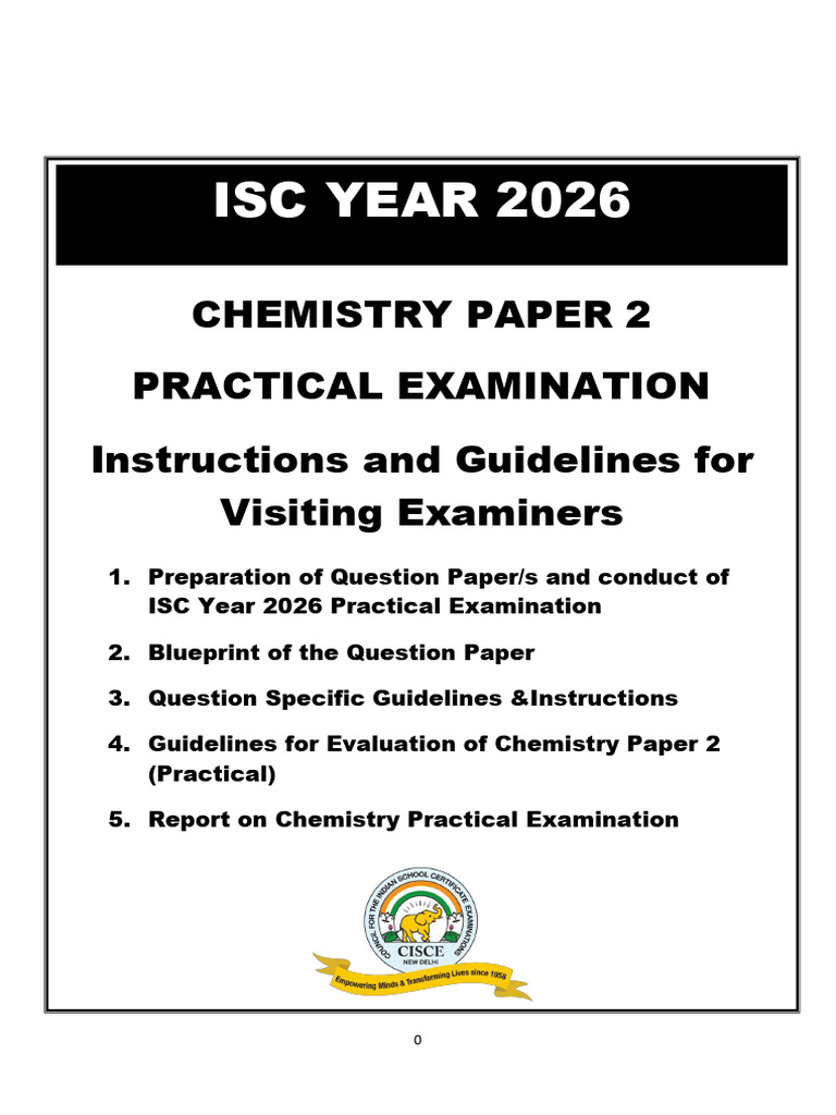 ISC 2026 Chemistry Practical Exam Guide | PDF | Chemistry | Titration