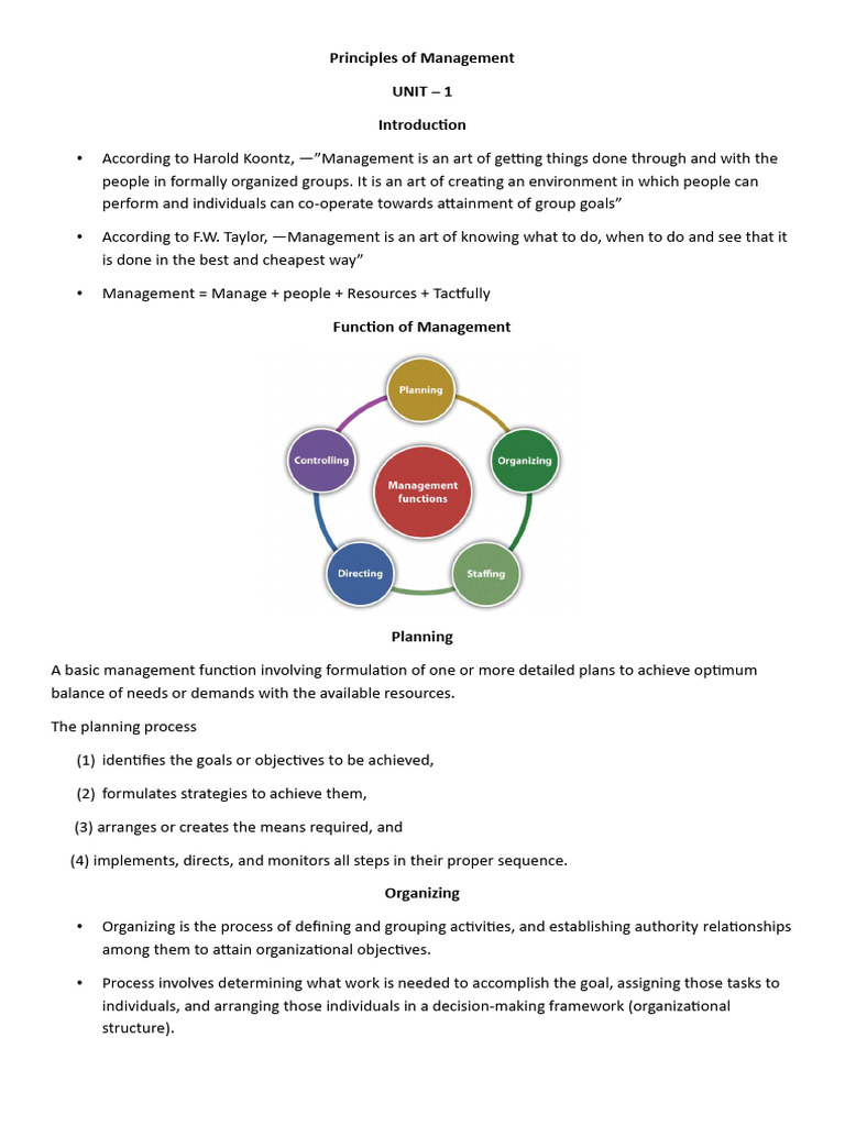 Principles of Management U-1 | PDF | Employment | Business