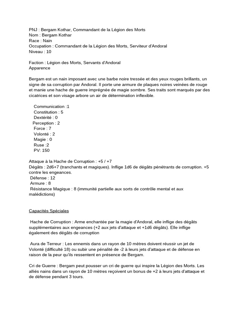 Bergam Kothar : Commandant Corrompu | PDF