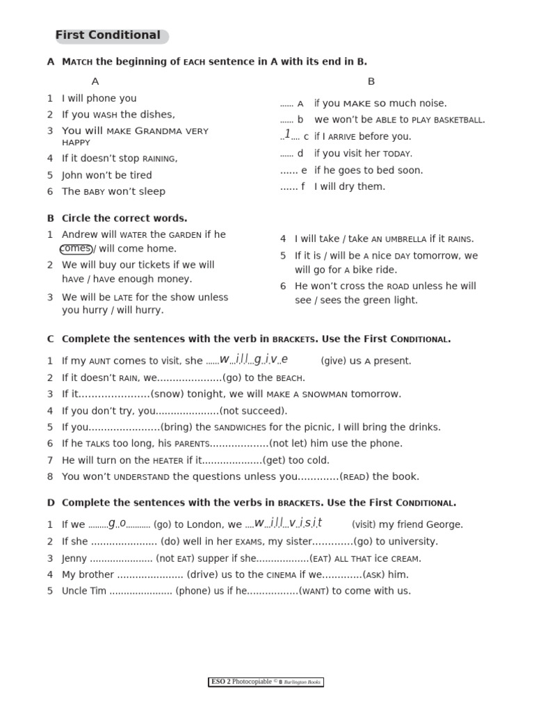 First Conditional Exercises for ESL | PDF