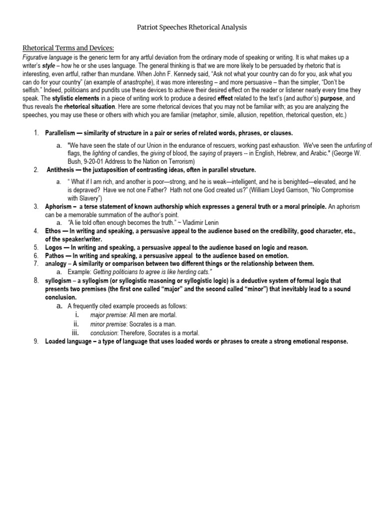 Rhetorical Analysis of Patriotism in Speeches | PDF | Rhetoric | Logos
