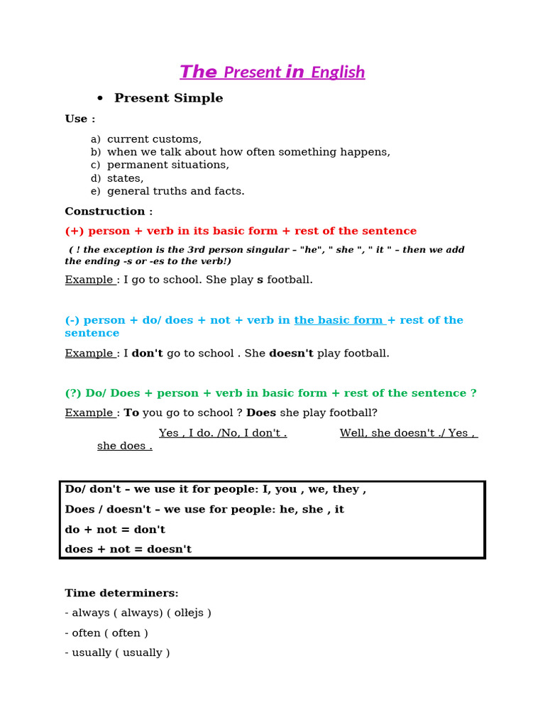English Present Tenses Explained | PDF | Verb | English Language