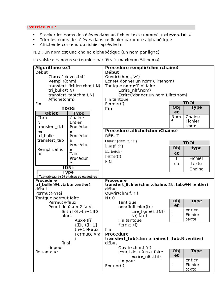 Gestion des Noms et Phrases en Fichiers | PDF | Fichier texte ...