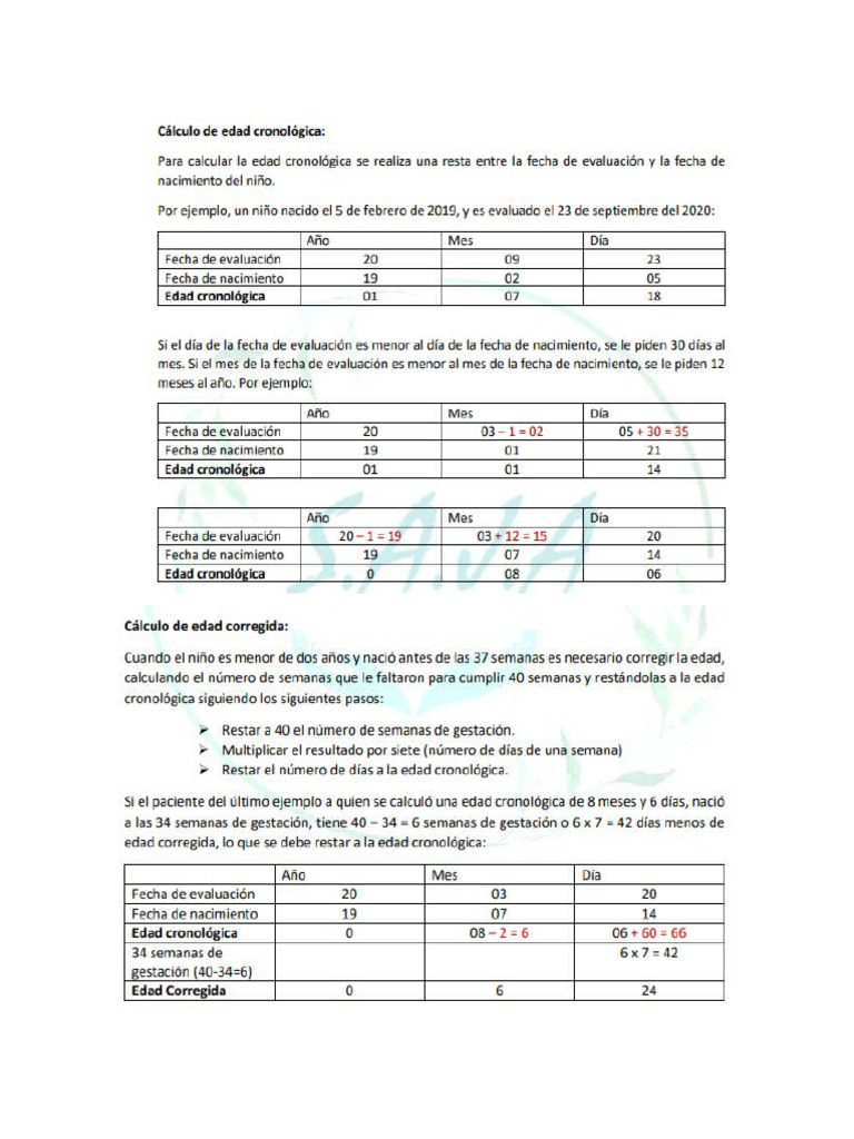 Edad Corregida | PDF