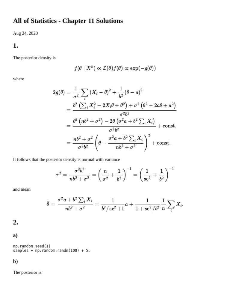 All of Statistics Chapter 11 Solutions | PDF | Statistics ...