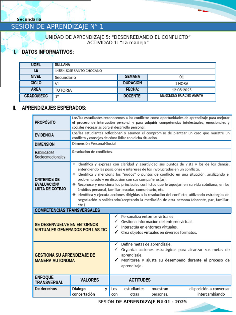 Resolución de Conflictos en Secundaria | PDF | Aprendizaje