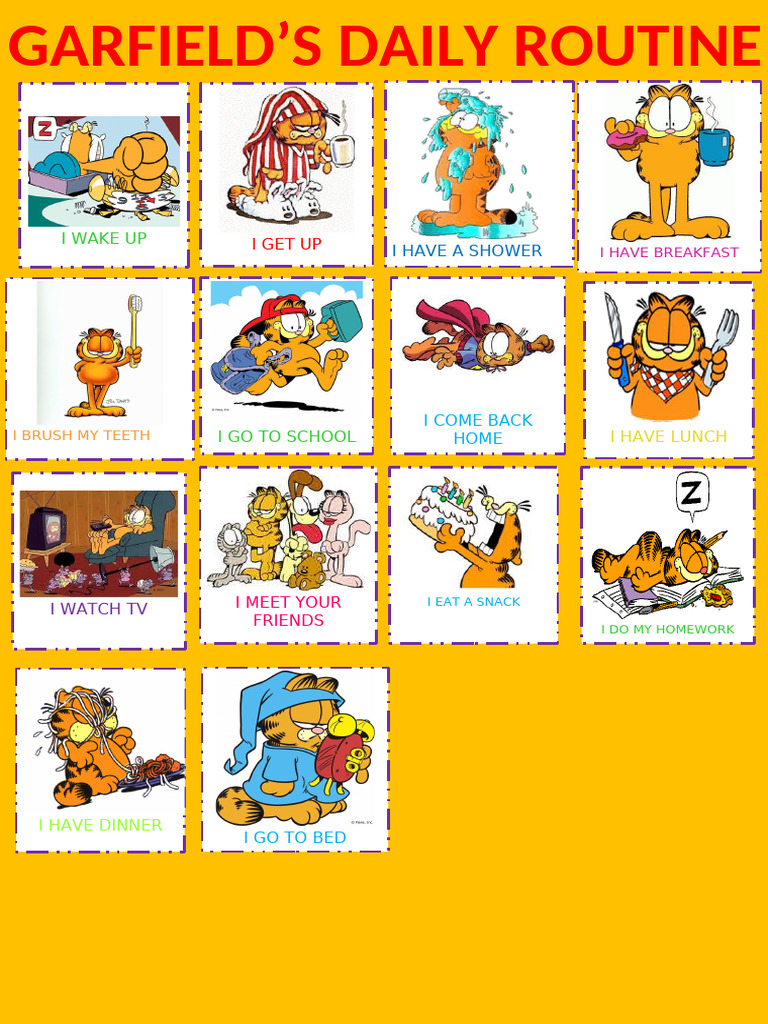 Garfield's Daily Routine Explained | PDF